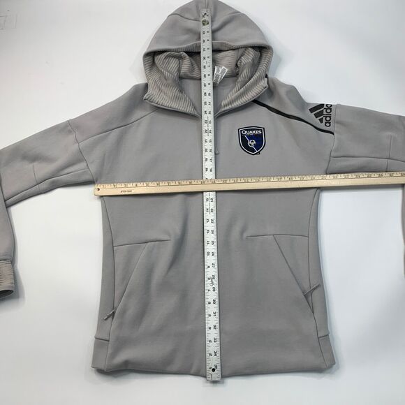 Adidas San Jose Earthquakes Hoodie Mens M Medium Ash Grey Performance Quakes - Picture 7 of 11